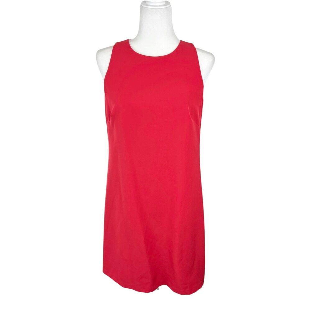 Lauren Ralph Lauren Shift Dress Women 2 Red Gold Buttons Sleeveless Casual ALine